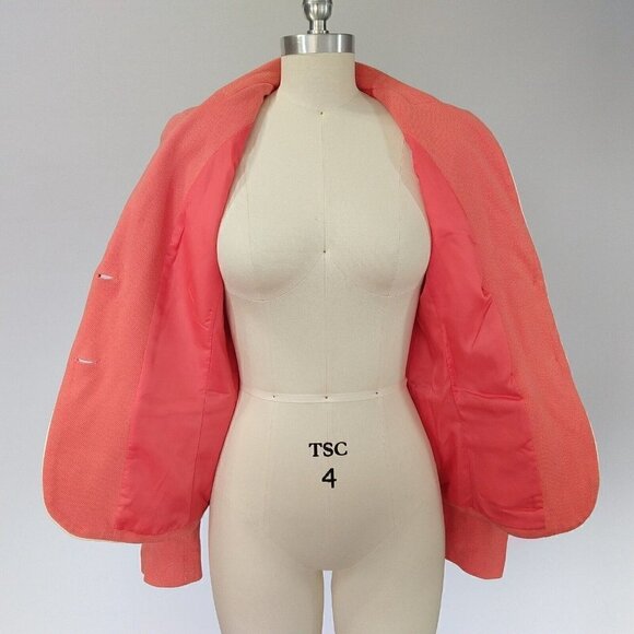 Gap Women's Academy Blazer Size 4 Fire Coral Knit Pink Jacket 2 Button Career - Picture 9 of 11